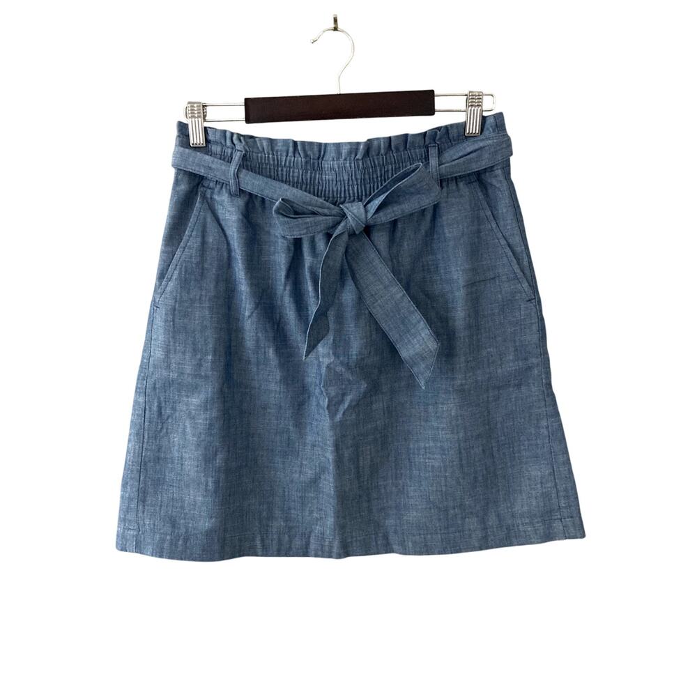 J. Crew Chambray Paper-bag Mini Skirt Medium - Picture 1 of 6